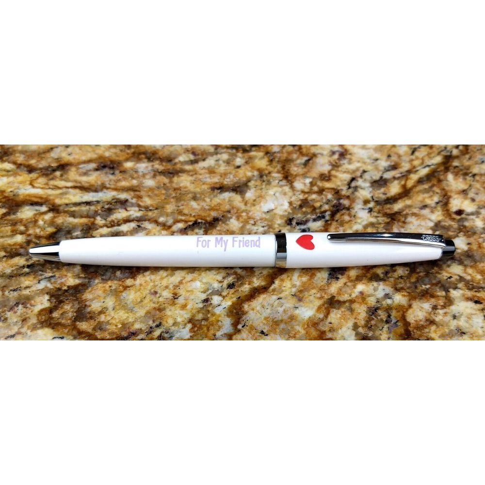 CROSS Solo White & Chrome Twist Ballpoint Pen Hallmark‎ FOR MY FRIEND RED HEART
